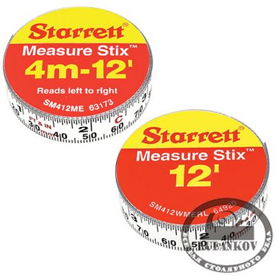 М00008470  -  Лента измерительная клеящаяся Starrett Measure Stix, 4м*13мм, цифры - слева направо, метрич./дюйм.